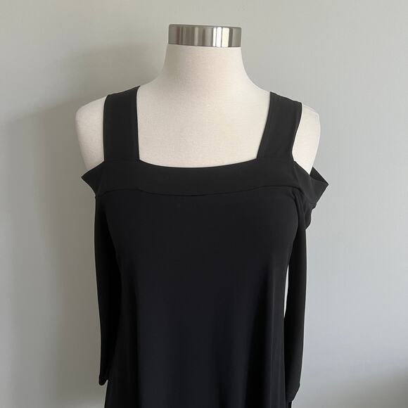 Clara Sun Woo Cold Shoulder Asymmetrical Hem Tunic Black XS NWT - Picture 2 of 8